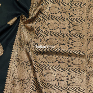 Black Designer Pure Banarasi Katan Silk Saree