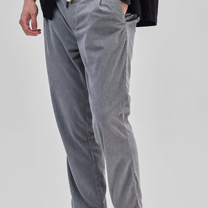 Light Grey Corduroy Relaxed Fit Trousers