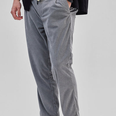 Light Grey Corduroy Relaxed Fit Trousers