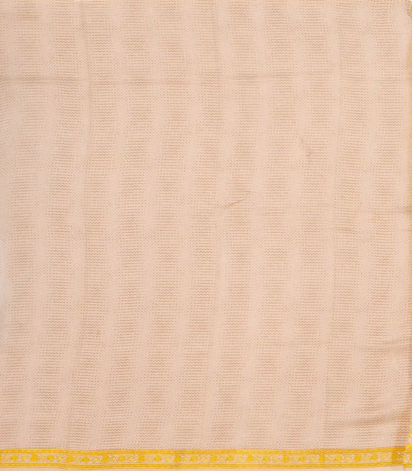 Taupe Handloom Chanderi Cotton Saree With Printed Yellow Floral Motif