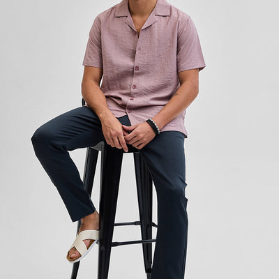 Mauve Box Fit Linen Blend Shirt