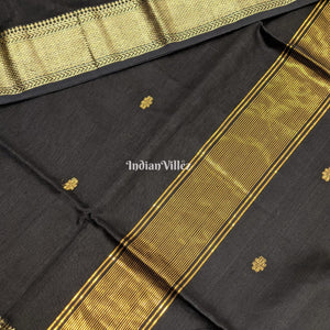 Black Maheshwari Handloom Saree