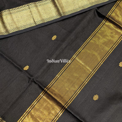 Black Maheshwari Handloom Saree