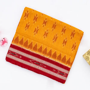 Turmeric Yellow Orissa Cotton Saree With Tie & Dye Floral Motifs