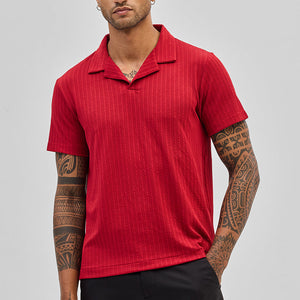 Red Textured Cuban T-Shirt