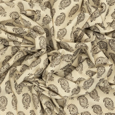 Cream Woven Jaipur Cotton Saree Printed With Mango Motifs
