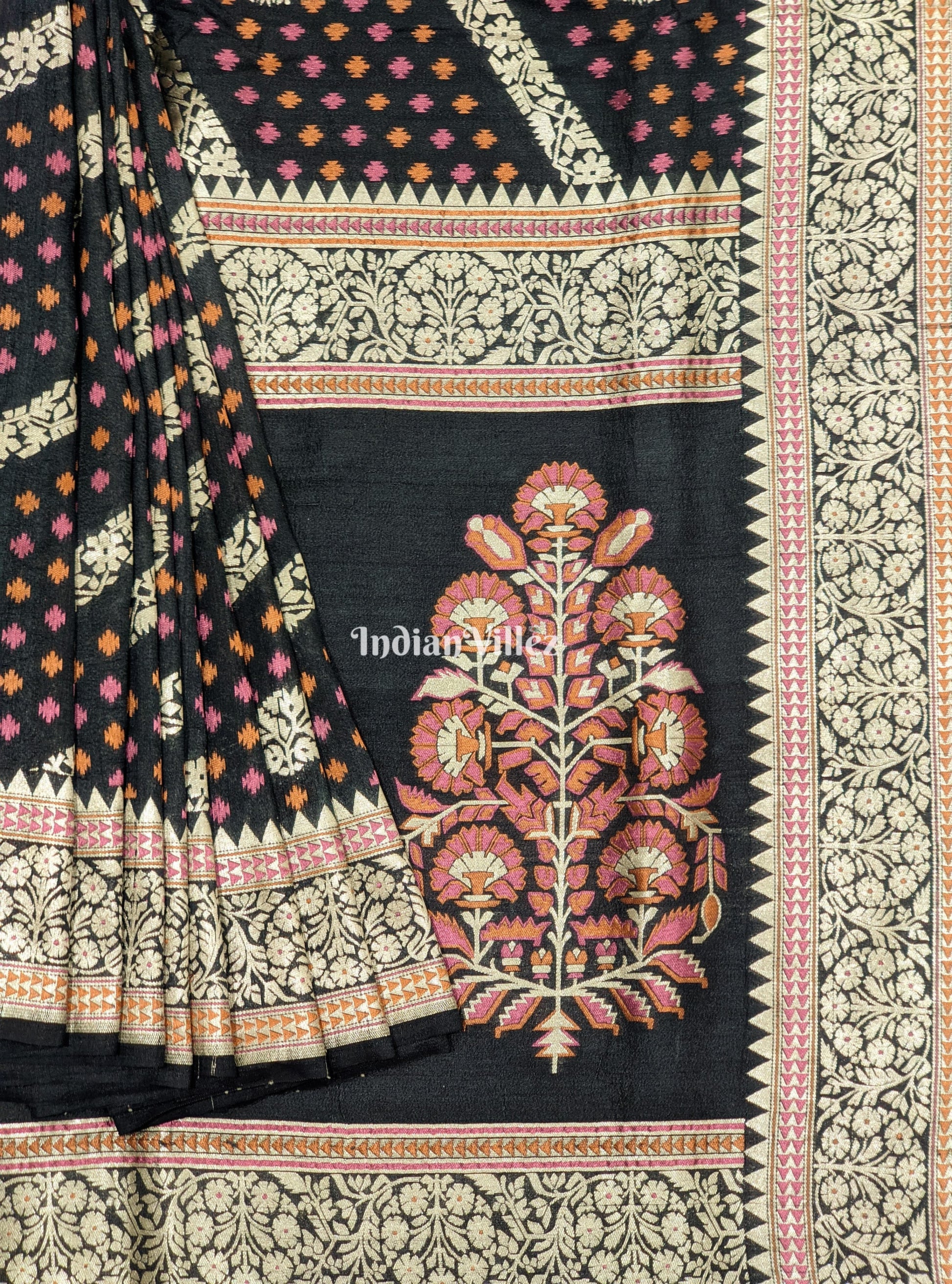 Black Designer Banarasi Tussar Saree