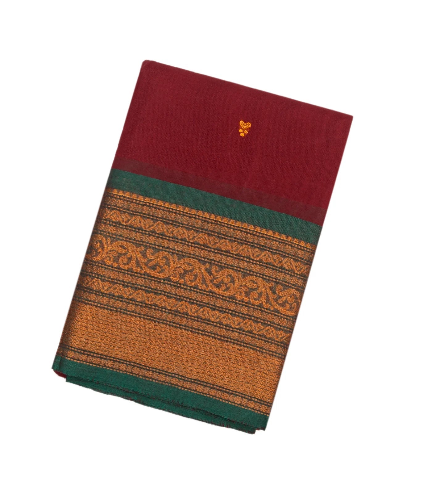 Crimson Handloom Chettinad Cotton Saree With Floral Buttas