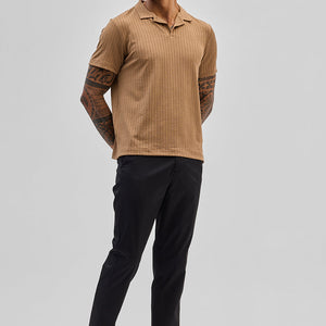 Light Brown Textured Cuban T-Shirt