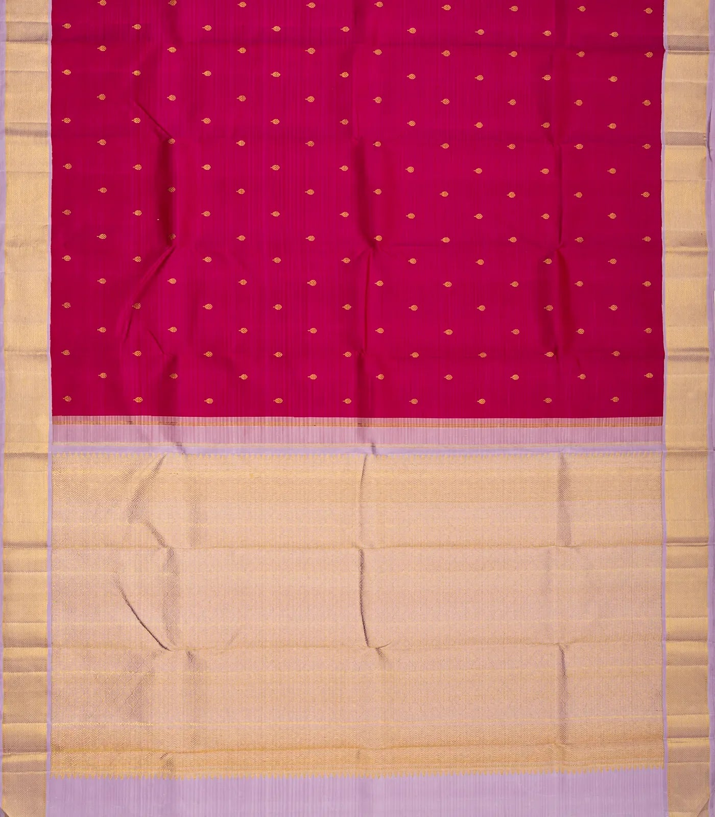 Pink Handloom Kanchipuram Korvai Silk Saree With Lavender Border