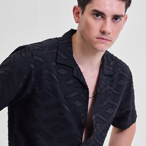 Black Geometric Box Fit Shirt