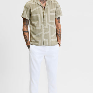 Sage Geometric Box Fit Shirt