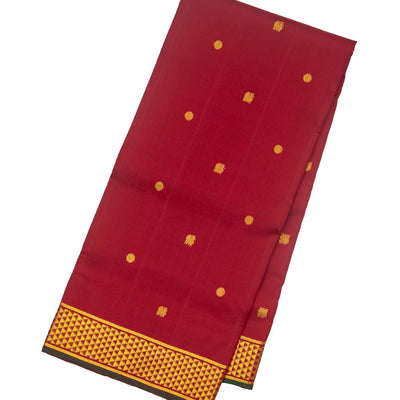 Crimson Handloom Kanchipuram 9 Yards Silk Saree With Annam Chakaram Buttas