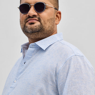 Light Blue Linen Blend Shirt