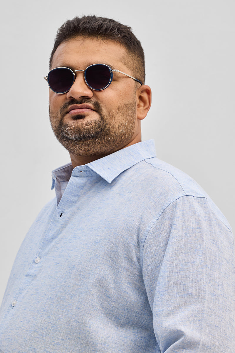 Light Blue Linen Blend Shirt