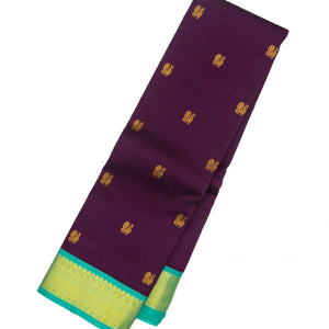 Magenta Handloom Kanchipuram Korvai Silk Saree With Annam Buttas