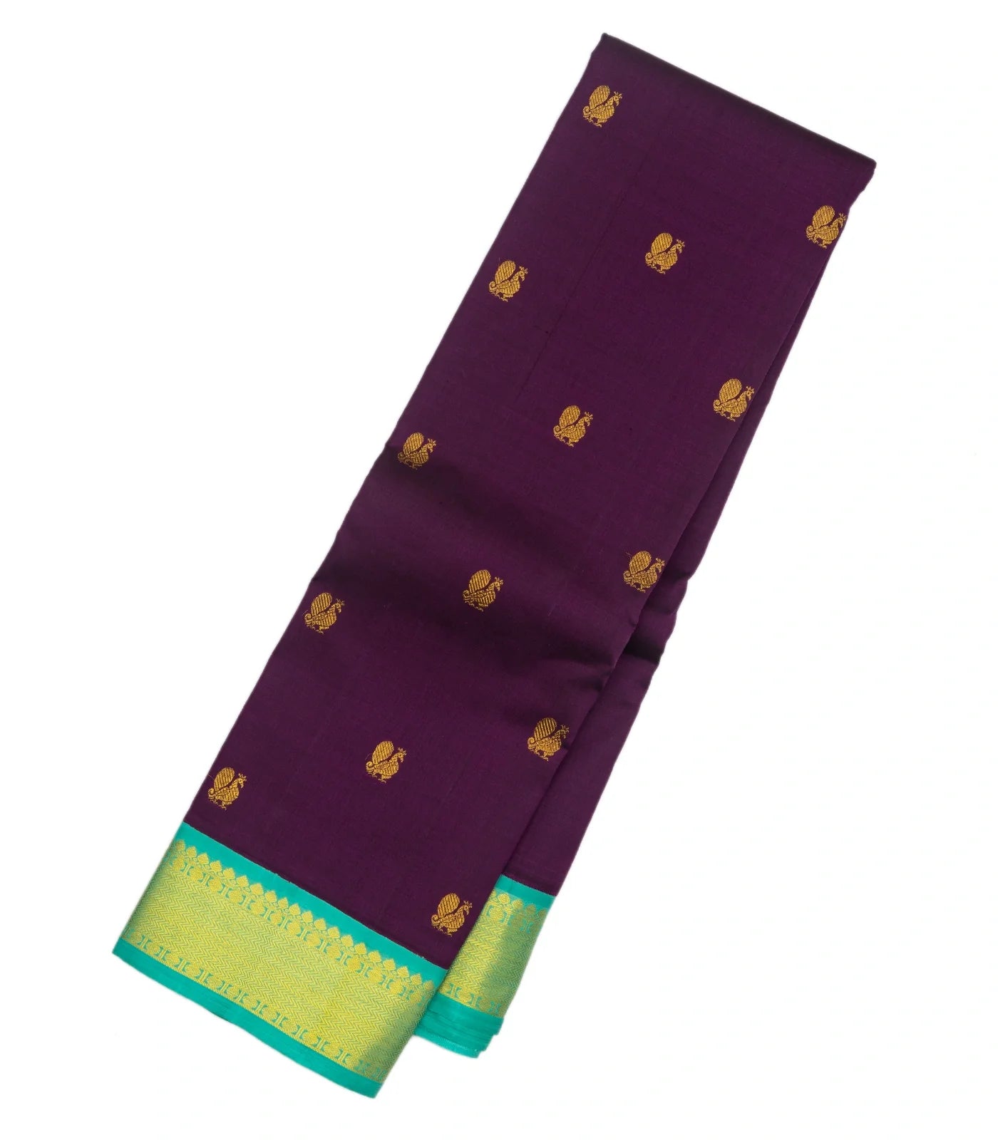 Magenta Handloom Kanchipuram Korvai Silk Saree With Annam Buttas