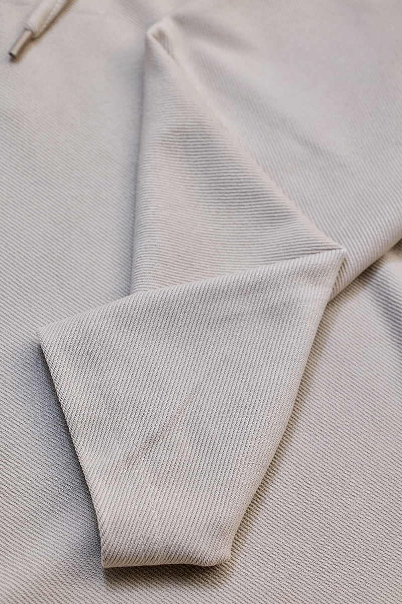 Beige Lace-Up Textured Hoodie