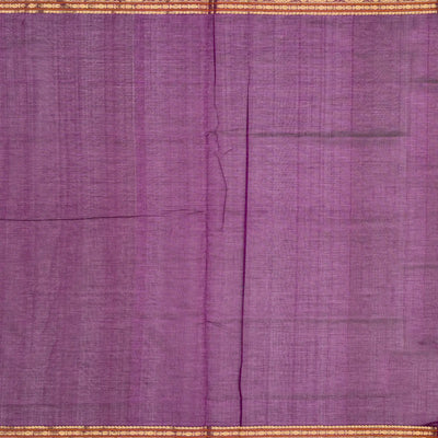 Purple Handloom Silk Cotton Saree With Checks & Kamalam Motifs