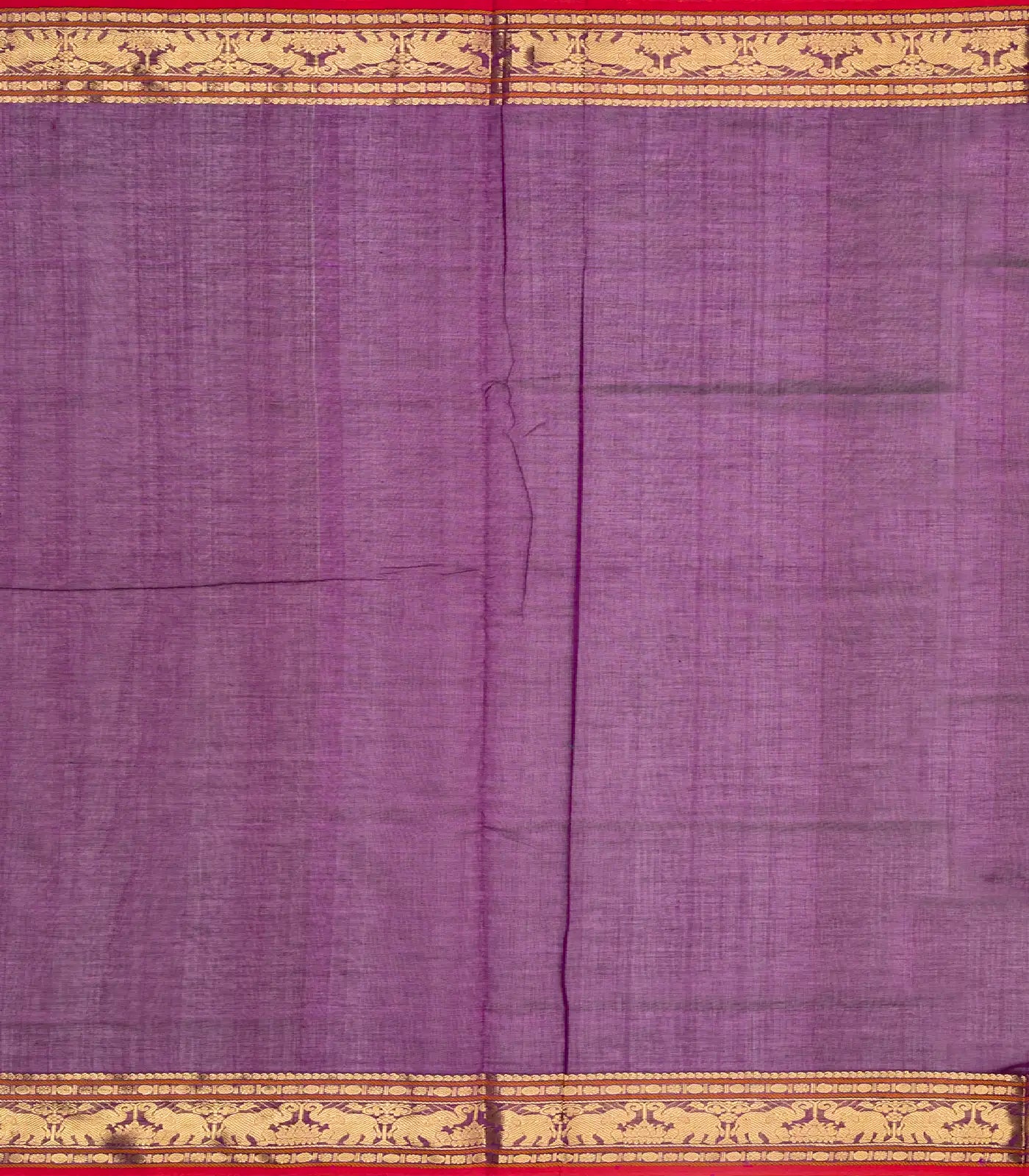 Purple Handloom Silk Cotton Saree With Checks & Kamalam Motifs