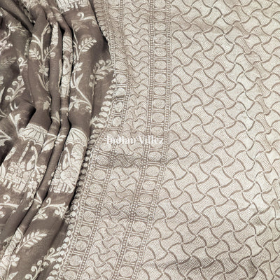 Grey Silver Banarasi Khaddi Georgette Saree