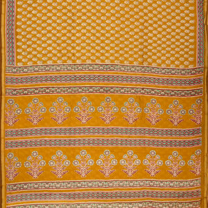 Oil Mustard Woven Jaipur Cotton Saree With Printed Floral Motifs