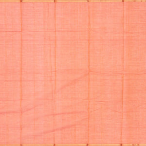 Peach Handloom Kanchi Cotton Saree With Annam Buttas