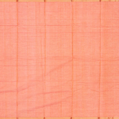 Peach Handloom Kanchi Cotton Saree With Annam Buttas