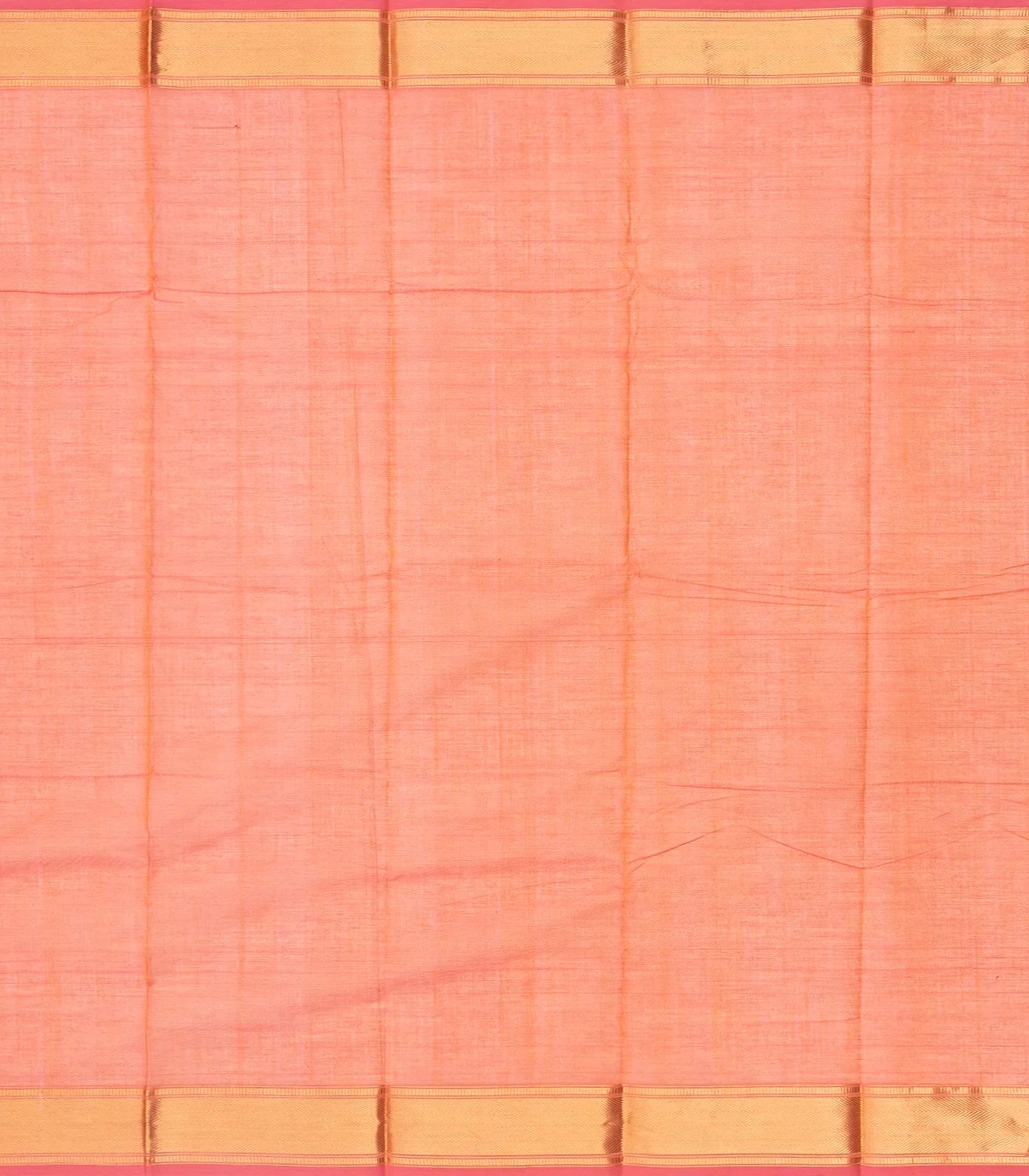 Peach Handloom Kanchi Cotton Saree With Annam Buttas