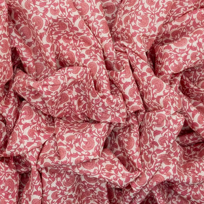 Taupe Handloom Chanderi Cotton Saree With Printed Red Floral Motifs