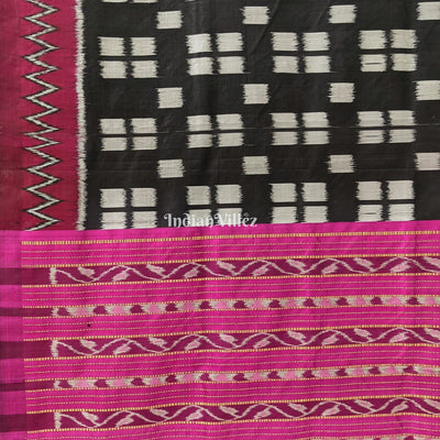 Black Maroon Odisha Ikat Contemporary Silk Saree