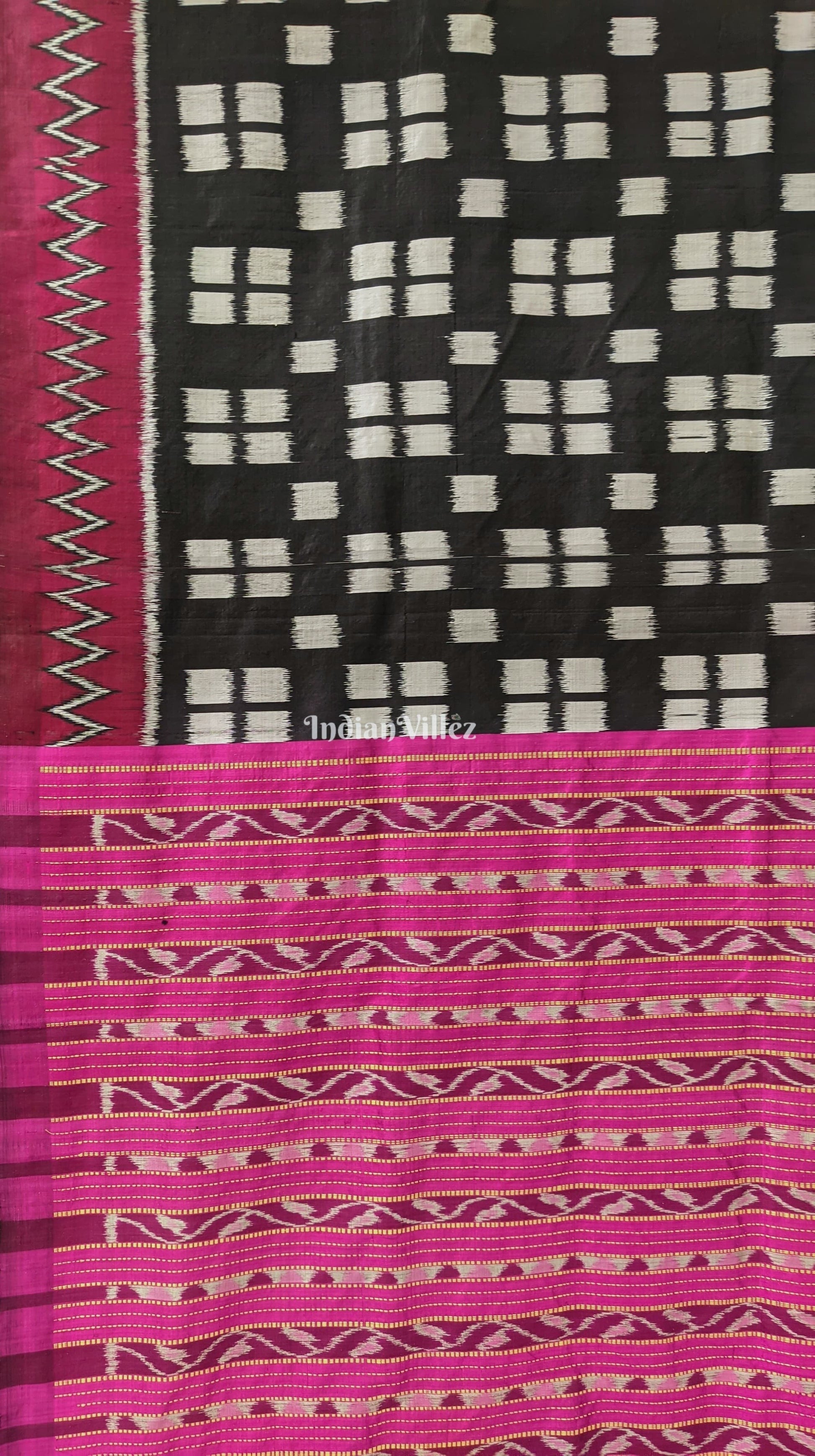 Black Maroon Odisha Ikat Contemporary Silk Saree