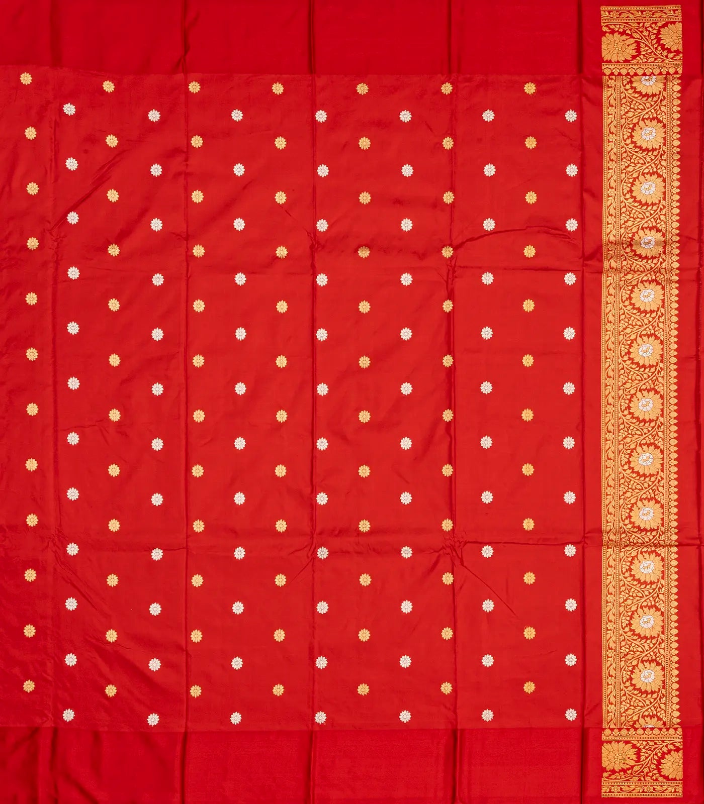 Crimson Handloom Plain Banarasi Silk Saree With Red Border