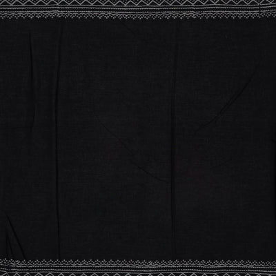 Black Woven Jaipur Cotton Saree Printed And Floral Motifs