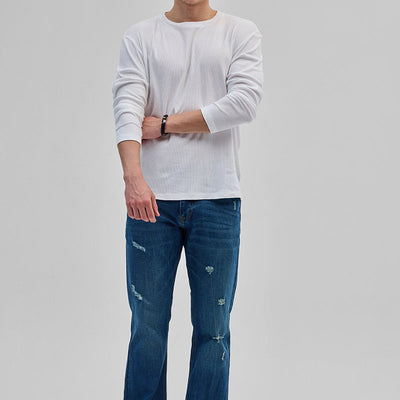 White Textured Sweatshirt