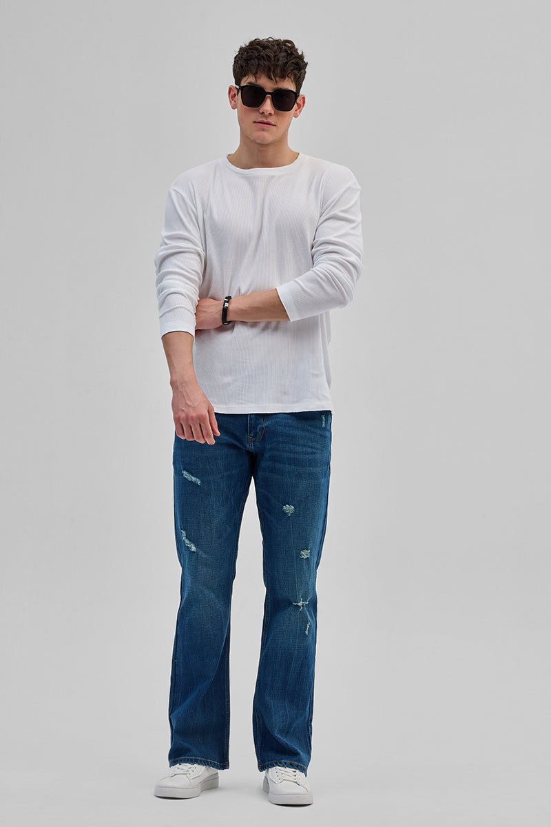White Textured Sweatshirt