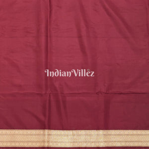 Wine Floral Motif Designer Banarasi Katan Silk Saree