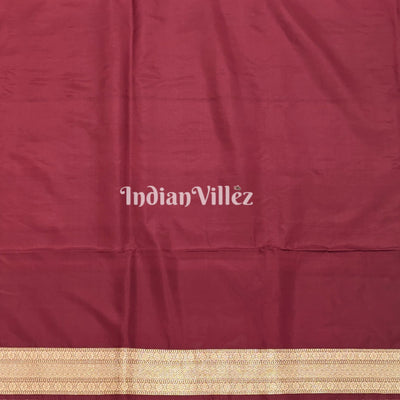 Wine Floral Motif Designer Banarasi Katan Silk Saree