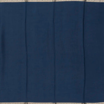 Navy Blue Printed Georgette Silk Saree With Bird Motifs