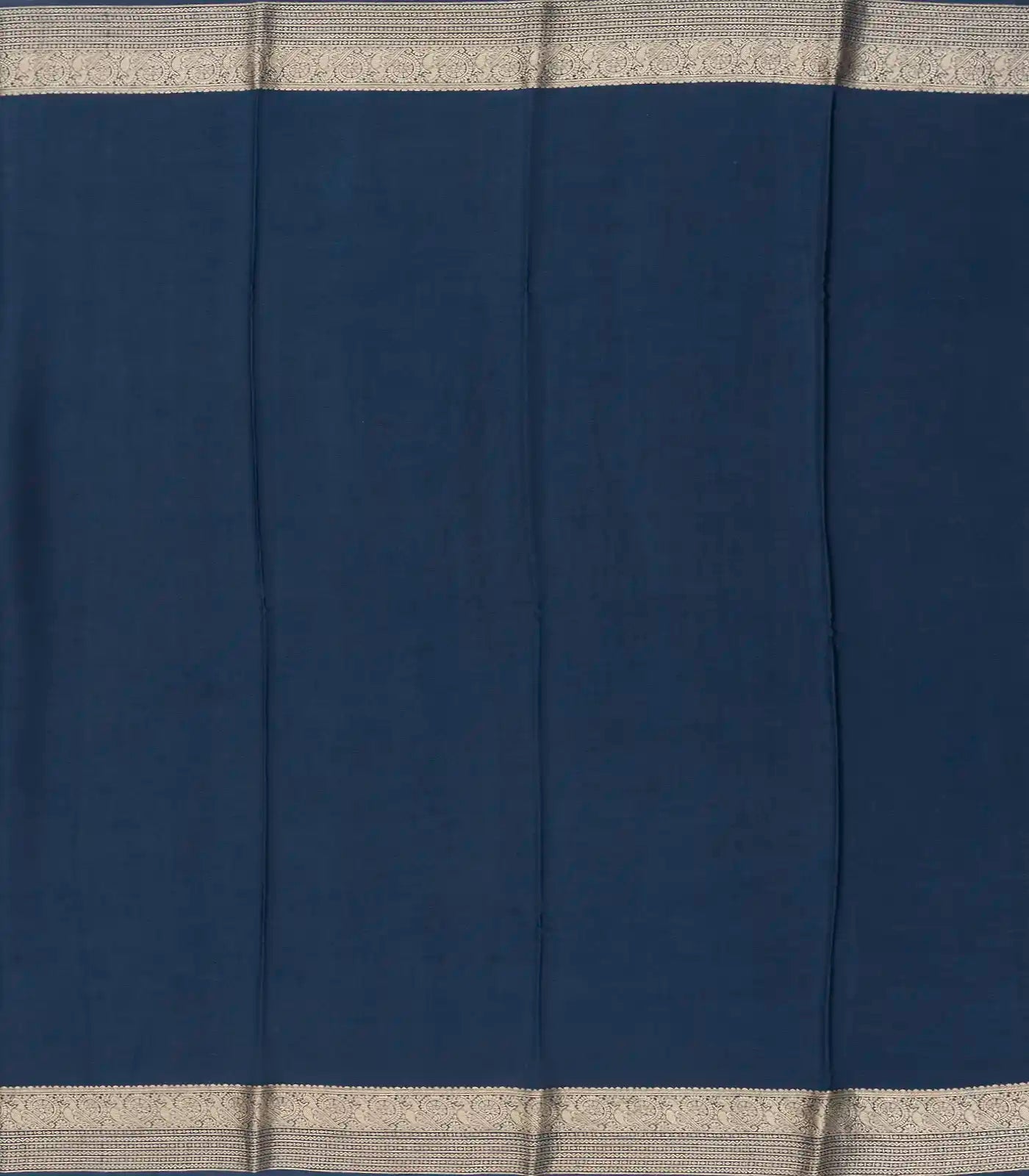 Navy Blue Printed Georgette Silk Saree With Bird Motifs