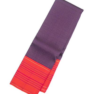 Lilac Handloom Kanchipuram Korvai Silk Saree With Zari Stripes