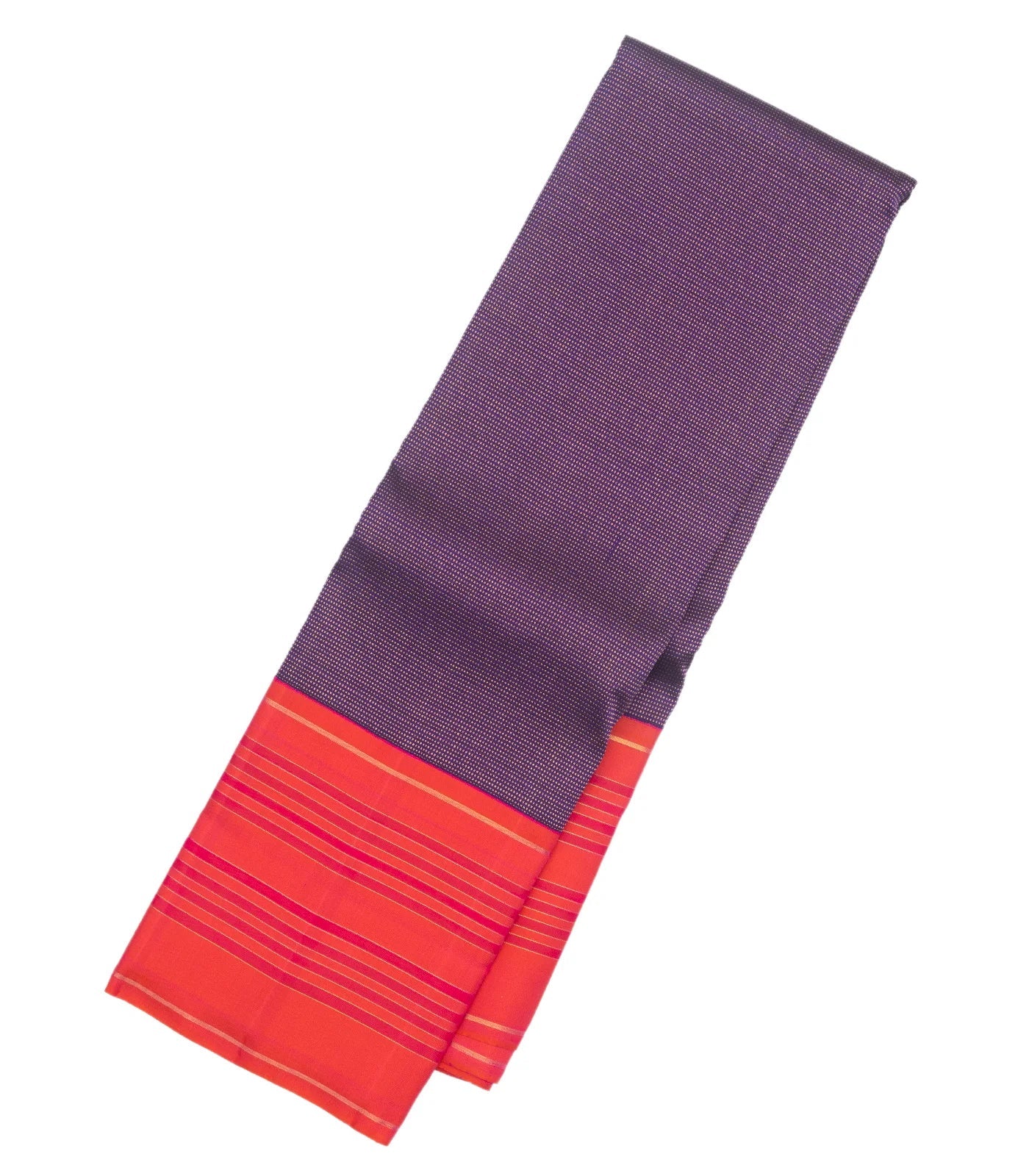 Lilac Handloom Kanchipuram Korvai Silk Saree With Zari Stripes