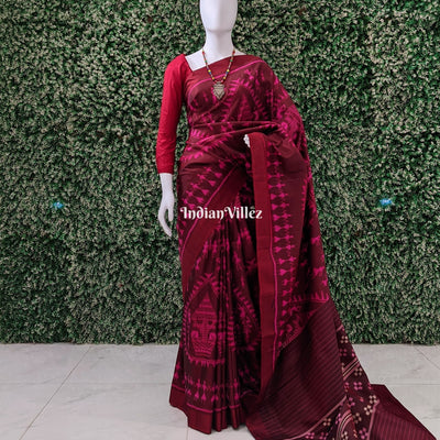 Maroon Tribal Odisha Ikat Contemporary Silk Saree