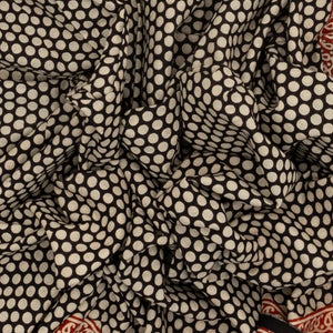Black Woven Jaipur Cotton Saree Printed With Polka Dots