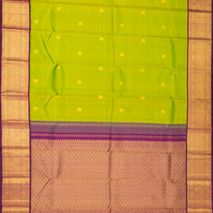 Light Green Handloom Korvai Kanchipuram Silk Saree With Magenta Border