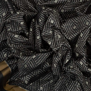 Black Handloom Ikat Silk Saree With Broken Stripes