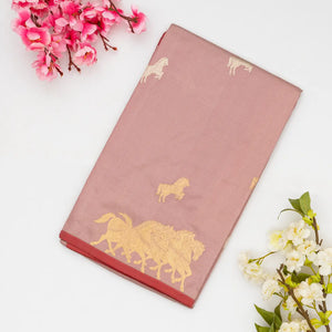 Dusty Pink Handloom Banarasi Silk Saree With Horse Buttas