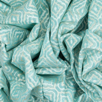 Turquoise Handwoven Banarasi Silk Cotton Saree With Floral Motifs