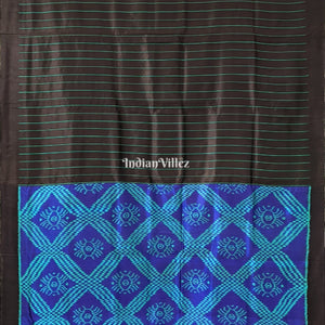 Black Blue Odisha Ikat Designer Contemporary Silk Saree