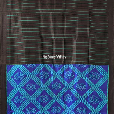 Black Blue Odisha Ikat Designer Contemporary Silk Saree